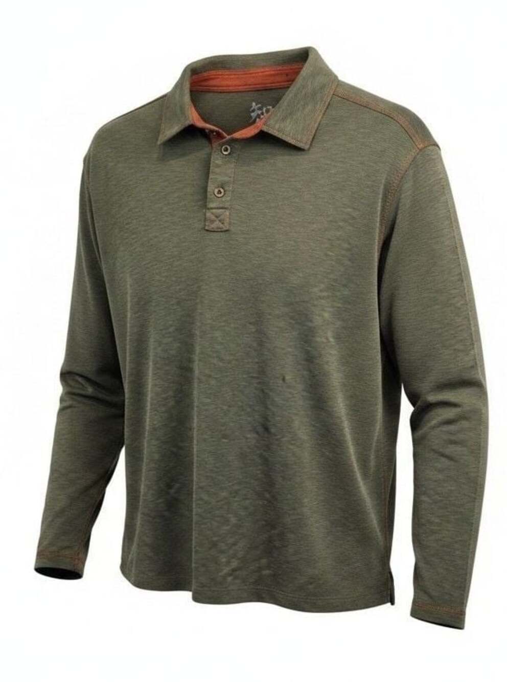 Age of Wisdom Men's Long Sleeve Heathered Knit Polo Shirt with Contrast Trim